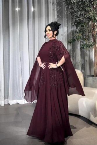 فستان سهره اكمام الخامه الخارجيه شيفون والدخليه كر...