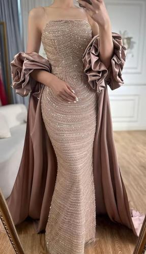 فستان سهره لون انيق راقي قماش سهره +ميكادو