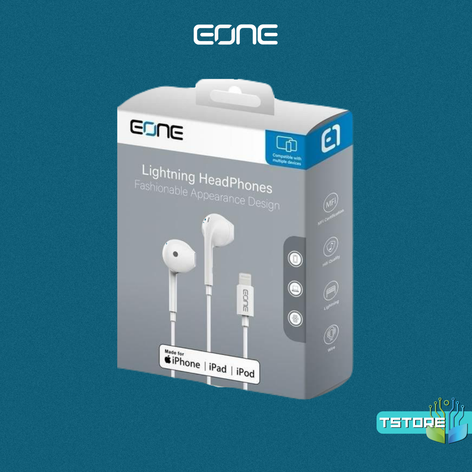 Eone | سماعة ايفون بمنفذ Lightning سلكية معتمدة من ابل