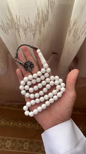 مسبحه بكلايت طربزونه فضه عيار 925 ( لون أبيض )