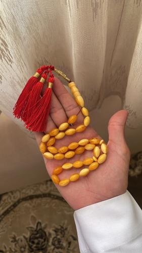 مسبحه تراب كهرمان لون الكهرمان خرز صغير كركوشه