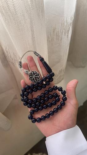 مسبحه بكلايت لون كحلي غامق طربزونه نحاس