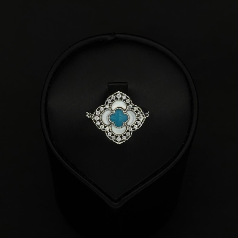 خاتم زركون دقة الماس باصدار خاص لون فضي بضمان على اللون ABH-6647wW