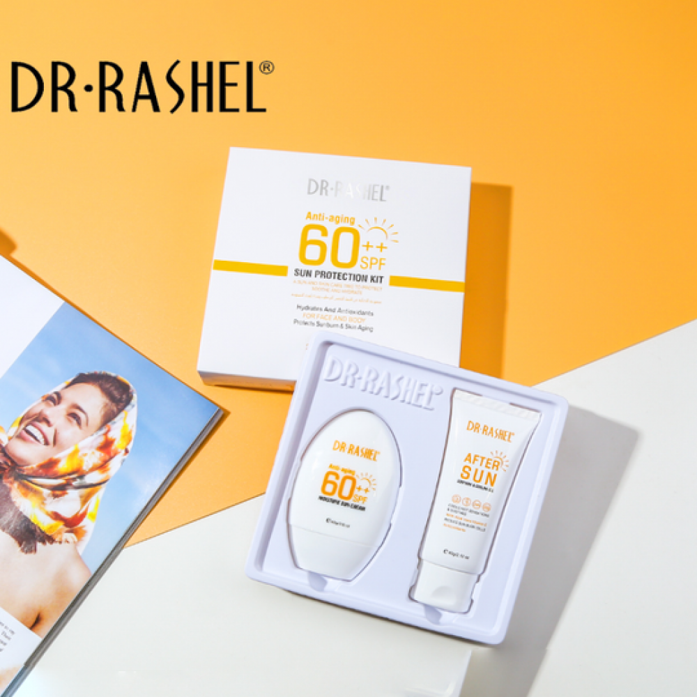 مجموعة الحماية من الشمس للترطيب ومكافحة الشيخوخة بعامل حماية 60++ من DR RASHEL