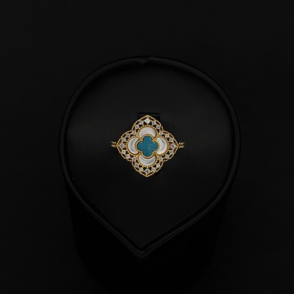 خاتم زركون دقة الماس باصدار خاص لون ذهبي بضمان على اللون ABH-6647wY