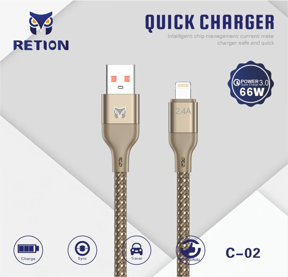 كابل الشحن بسرعة  2.4 أمبير USB إلى Lightning من RETION (C-02)