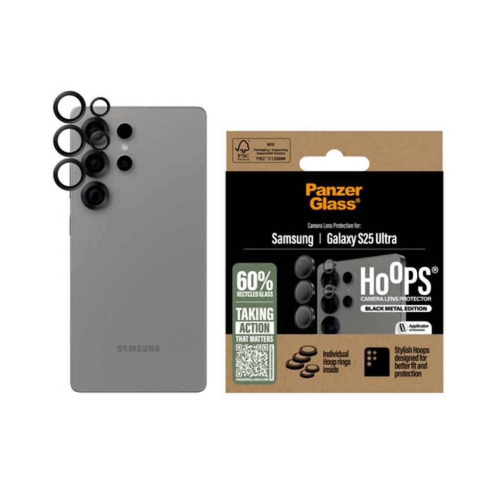 واقي عدسات الكاميرا PanzerGlass® Hoops® باللون الأسود لهاتف Samsung Galaxy S25 Ultra