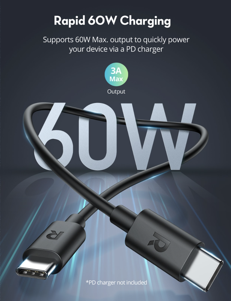 بكج راف باور بطارية بقوة 20 واط بسعة 20000 ملي امبير+ شاحن جداري بقوة 20 واط بمنفذ تايب سي + سلك تايب الى تايب سي