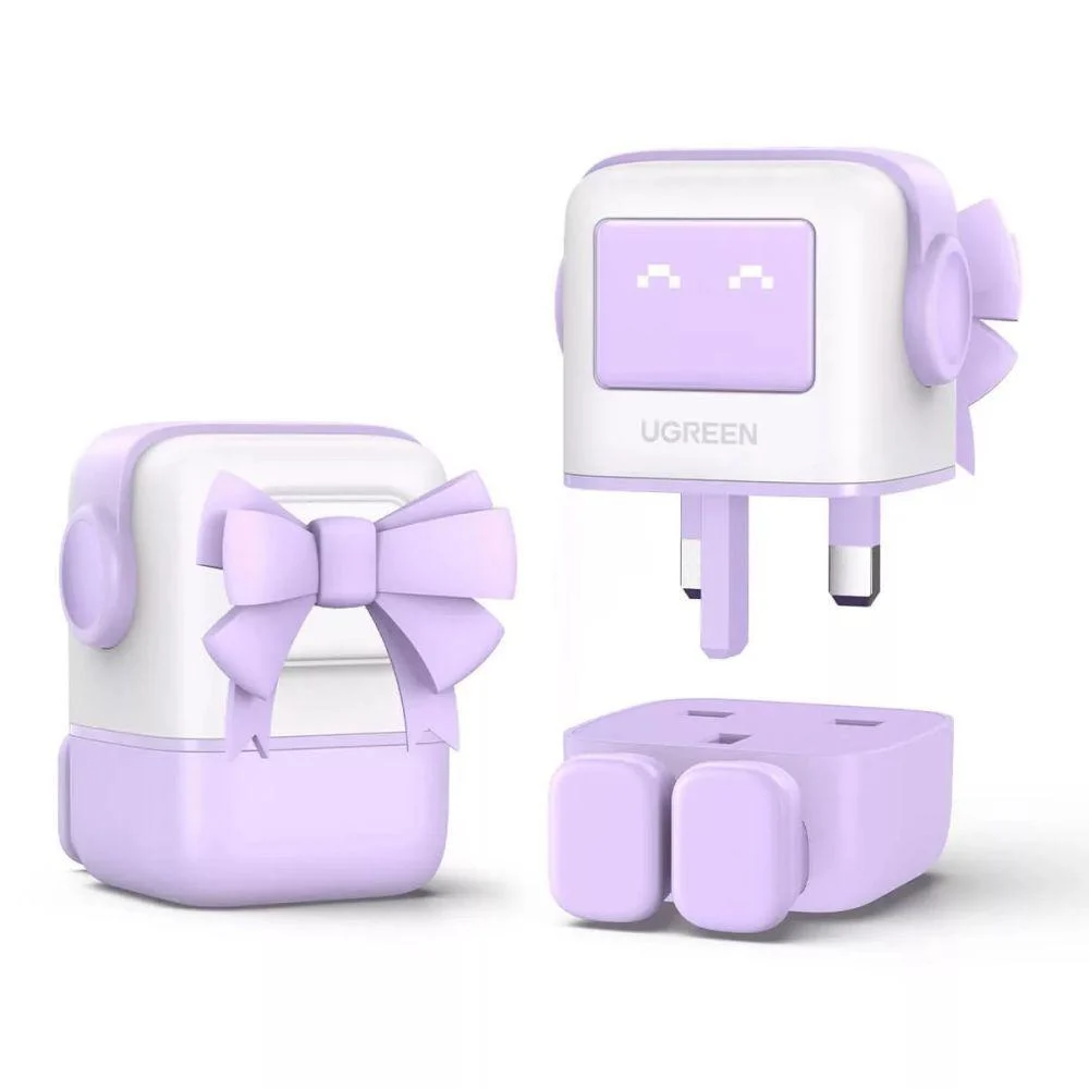 UGREEN Nexode RG 65w 3-Port GaN Fast Charger with 2 USB-C and 1 USB-A Purple - Sada Almustaqbal