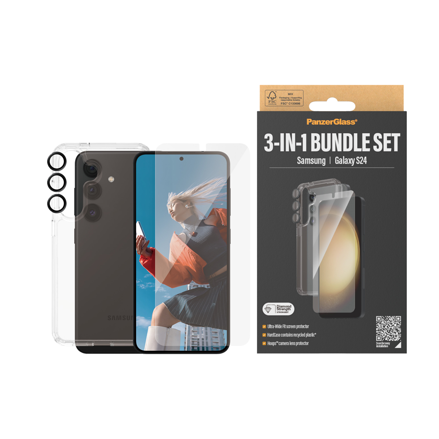 PanzerGlass 3 in 1 Protection for Samsung Galaxy S24 - Clear