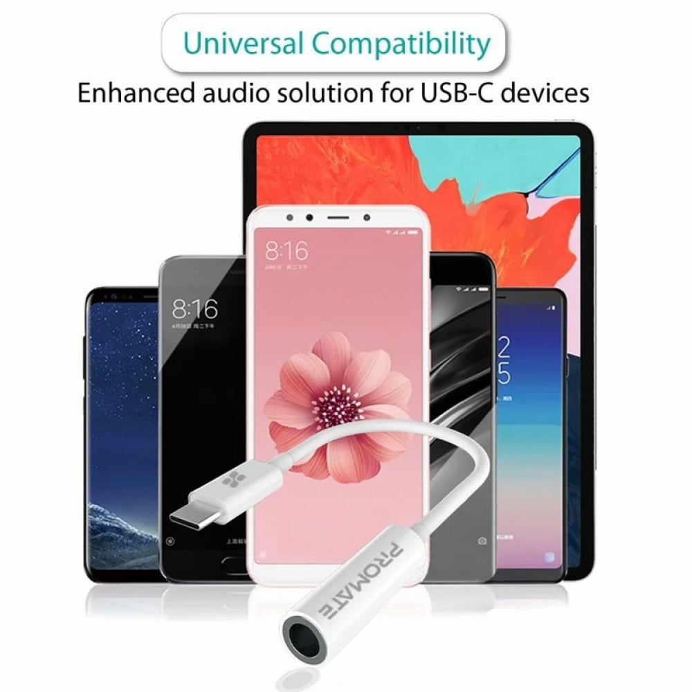 بروميت AUXLink-C وصلة صوت AUX الى USB-C - ابيض