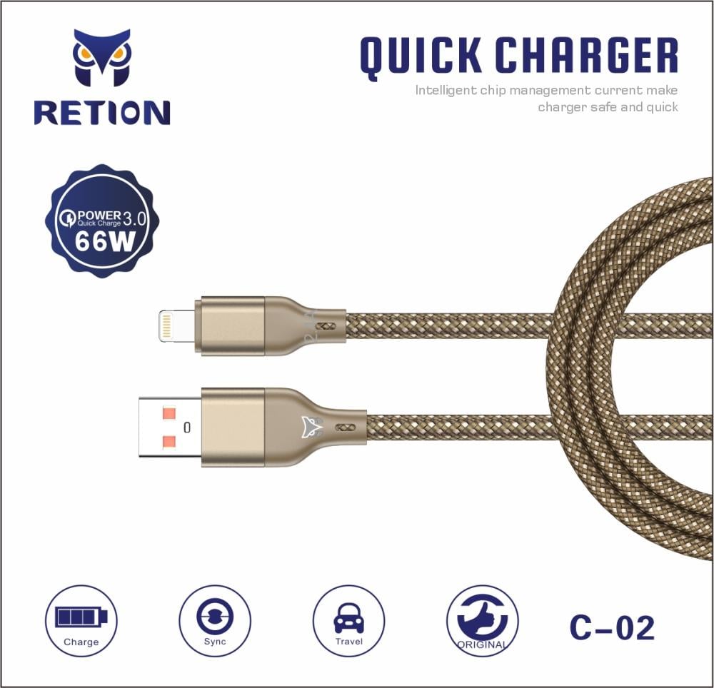 كابل الشحن بسرعة  2.4 أمبير USB إلى Lightning من RETION (C-02)
