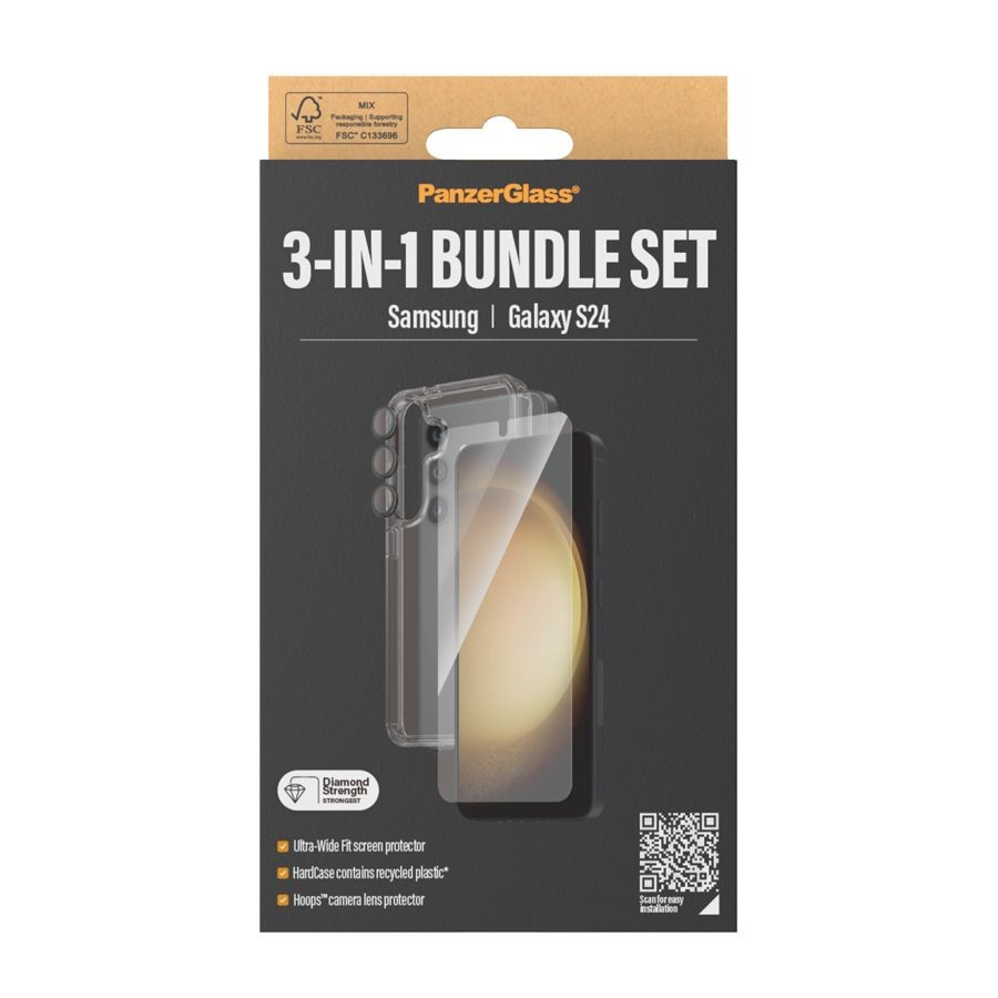 PanzerGlass 3 in 1 Protection for Samsung Galaxy S24 - Clear