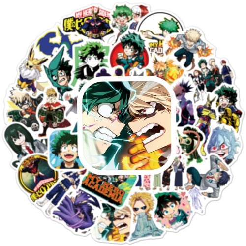 50pcs My Hero Academia Stickers - 50 ملصق لأنمي بو...