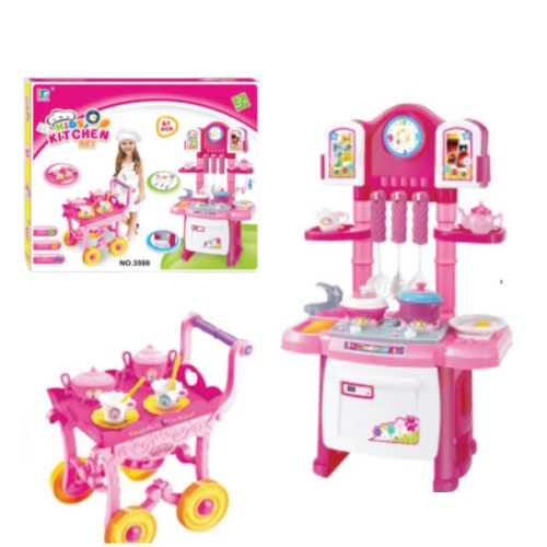 مطبخ مع عربة تقديم الشاي