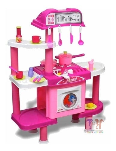 مطبخ أطفال مع أدوات بالإضافة لغسالتين بطارية