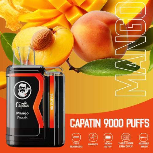سحبة جوسي ولرد كابتن مانجو خوخ Joosy World Captain 9000 PUFFS Mango Peach