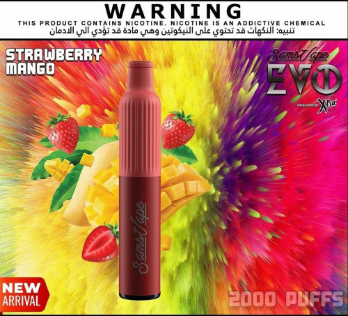 سحبة ايفو سترو بيري مانجو SAMS VAPE EVO STRAWBERRY MANGO 2000 PUFFS