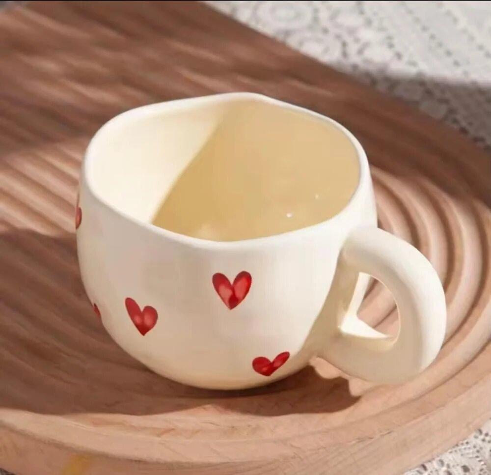 كوب سيراميك اوف وايت قلوب - 9OZ