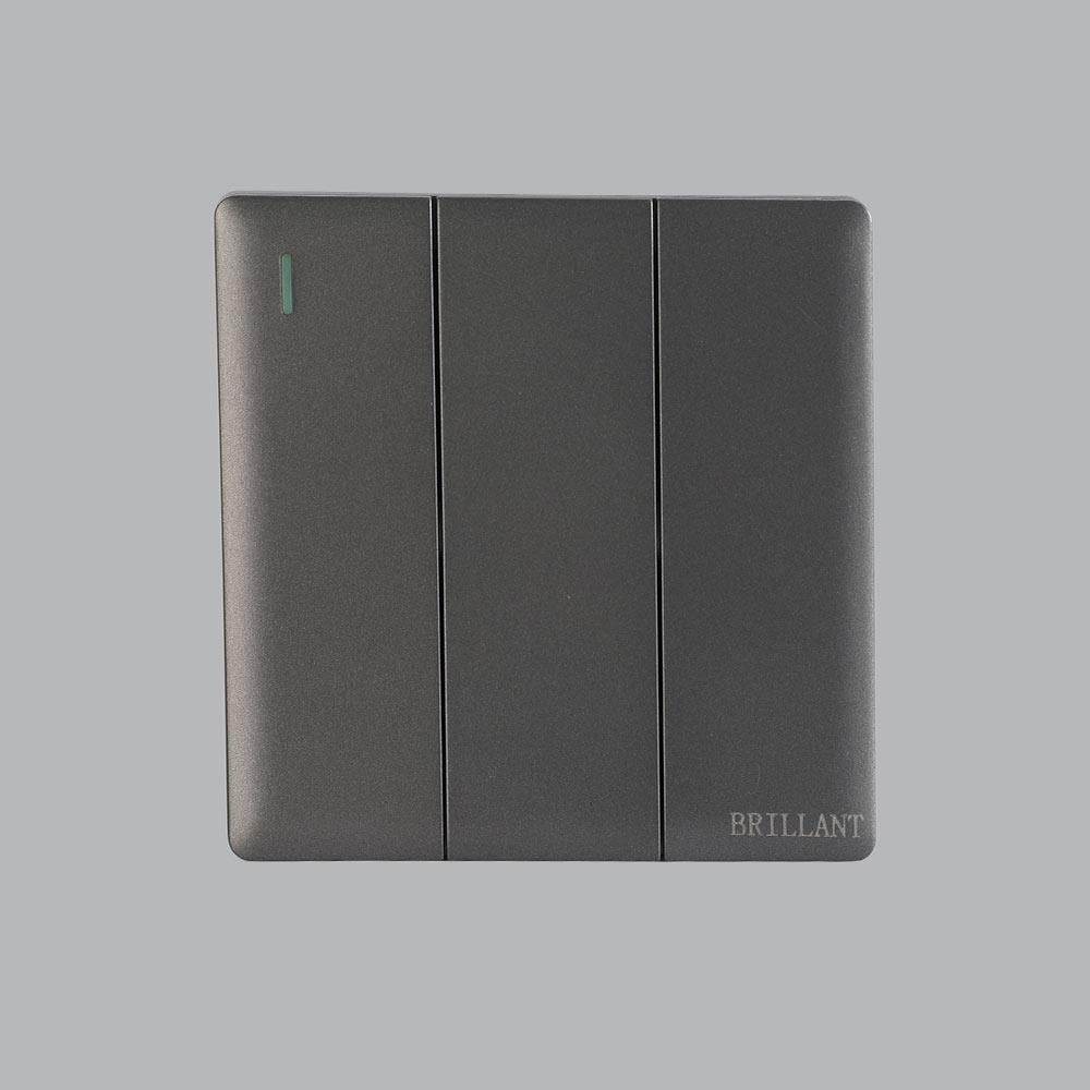 Brillant Triple Light Switch – Gray Lite – 25-Year Warranty