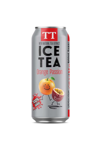 تي تي مشروب شاي مثلج باشن فروت وبرتقال بدون سكر مضاف مع عصير الفواكه 330  مل