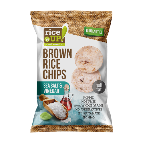 رايس أب رقائق الأرز الكاملة بالملح البحري والخل 60  جرام