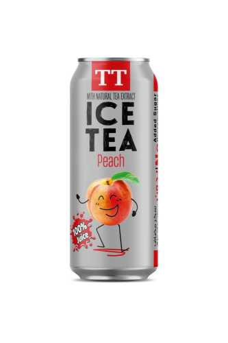 تي تي مشروب شاي مثلج بالخوخ بدون سكر مضاف مع عصير الفواكه 330مل