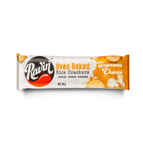 رافن مقرمشات الأرز مخبوزة غير مقلية بنكهة الجبنة الفاخرة 90 جرام