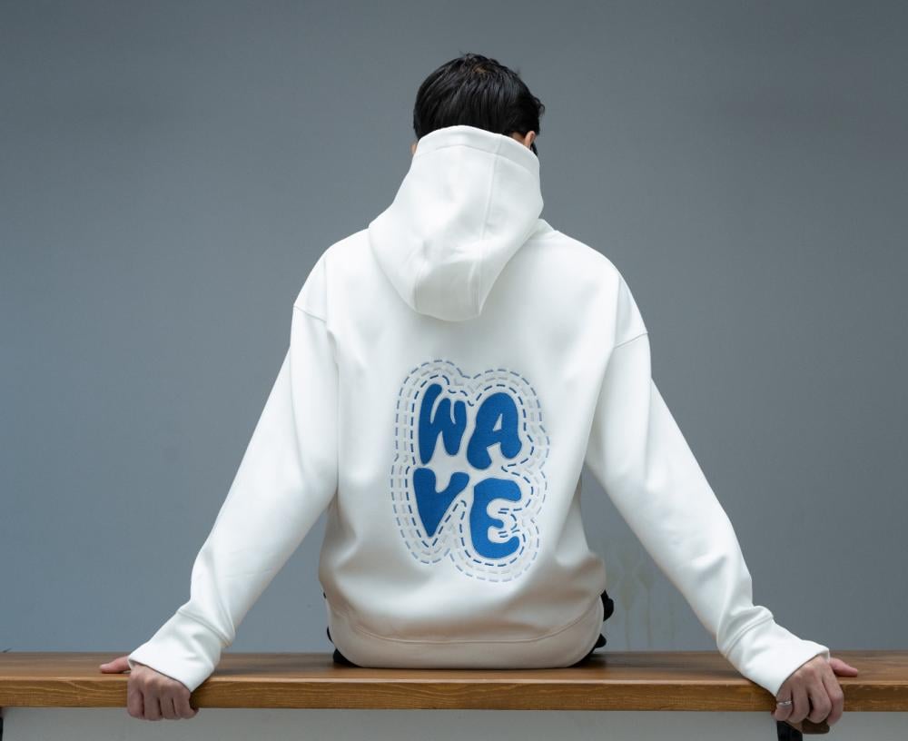 بلوفر ويف أبيض - White Wave Hoodie