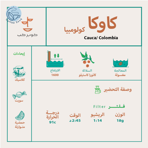 مخفض كوبر كب كاوكا كولومبيا مغسولة فلتر