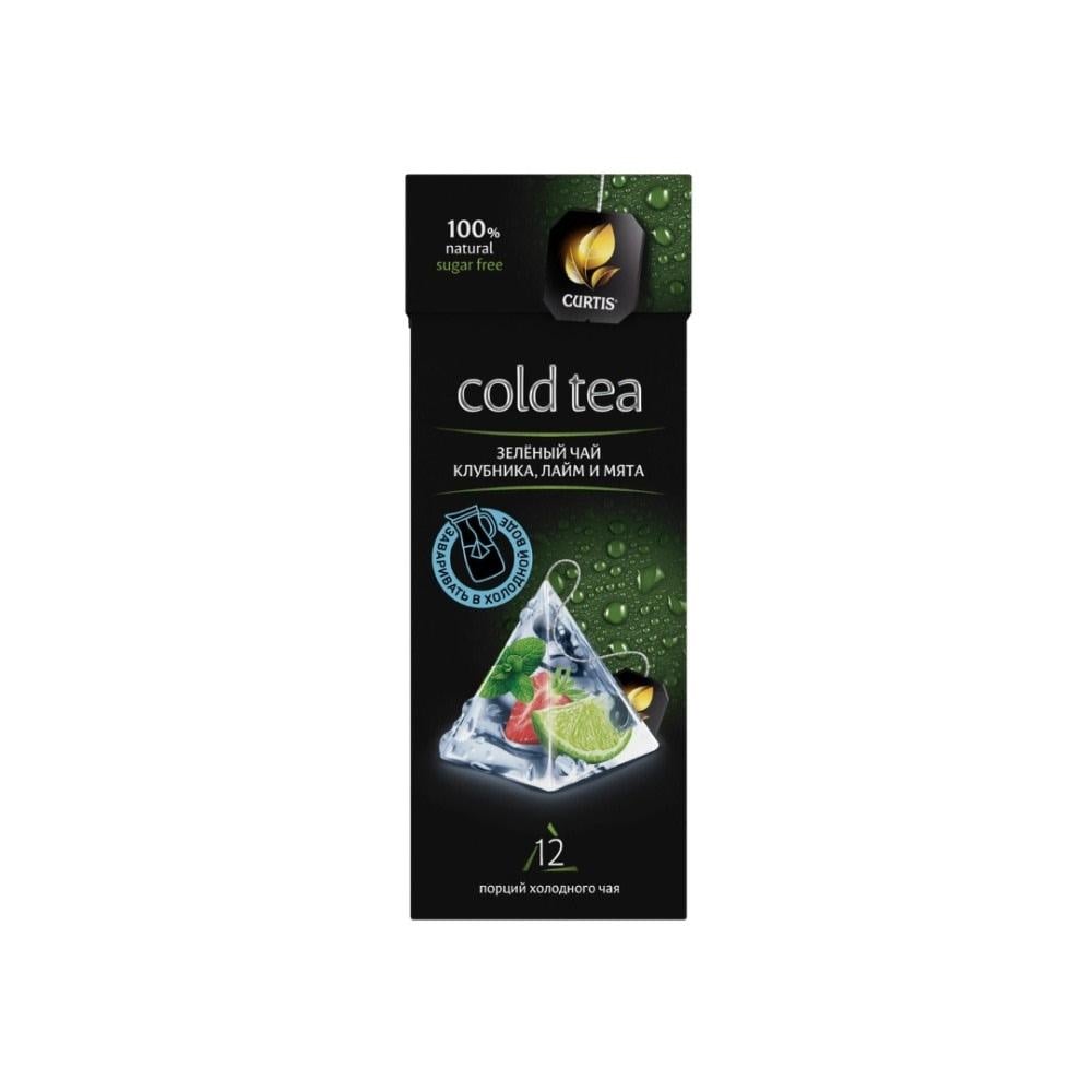 شاي كورتس مثلج هرمي بنكهة الفراولة و الليمون و النعناع 12 كيس