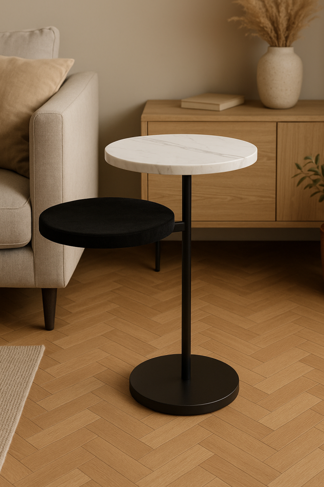 table with velvet shelf