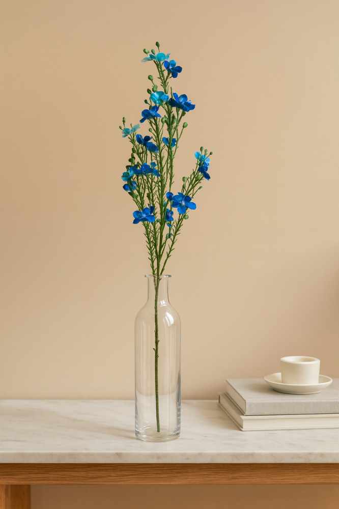 Two-tone blue stem fuchsia flowers