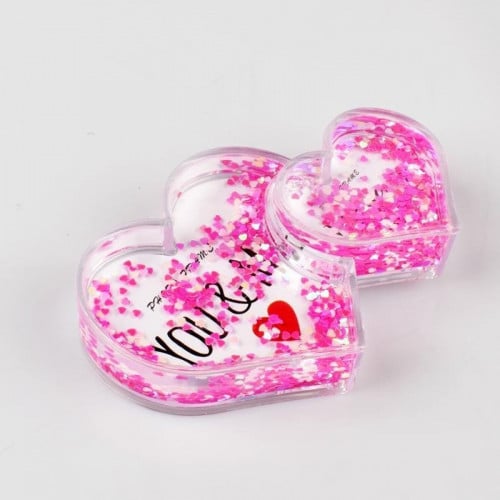 برواز صورة على شكل قلب مع زينة نصية 14x1x14 سم زهري