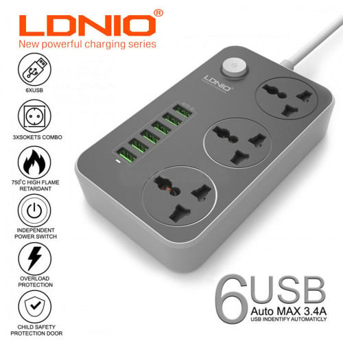 توصيلة ldnio مع 6 مخارج شحن سريع USB