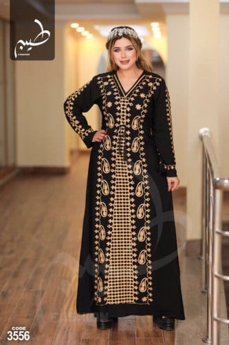 جلابيه  مطرز برباط بالخصر