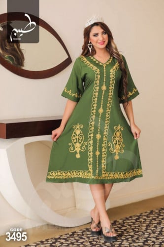 جلابيه مصريه مطرز بذهبي لون اخظر