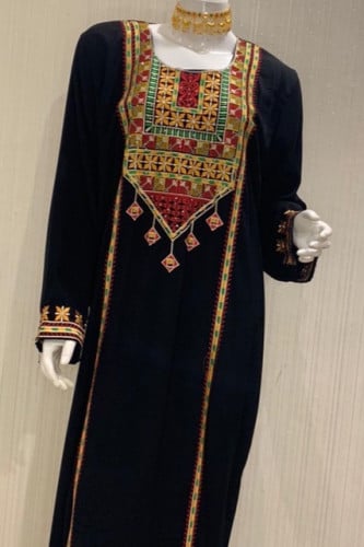 جلابيه عسيري نسائي تطريز امام فقط +عقد ملون