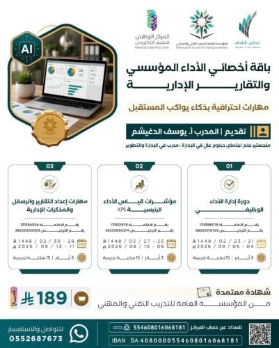 باقة أخصائي الأداء المؤسسي والتقارير الإدارية