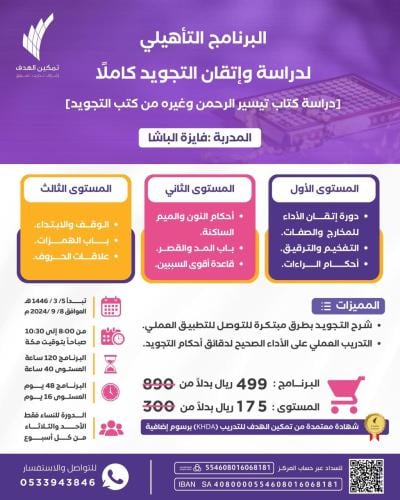 البرنامج التأهيلي لدراسة وإتقان التجويد كاملاً