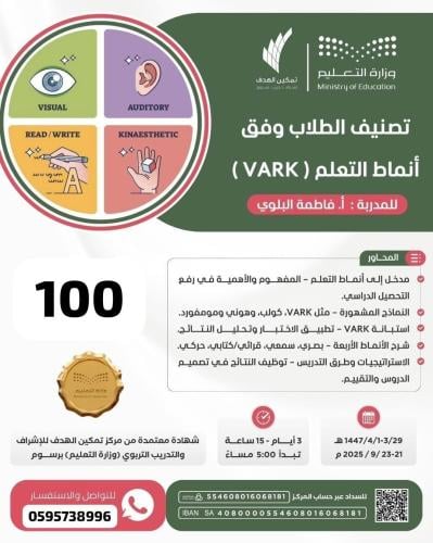 تصنيف الطلاب وفق أنماط المعلم VARK