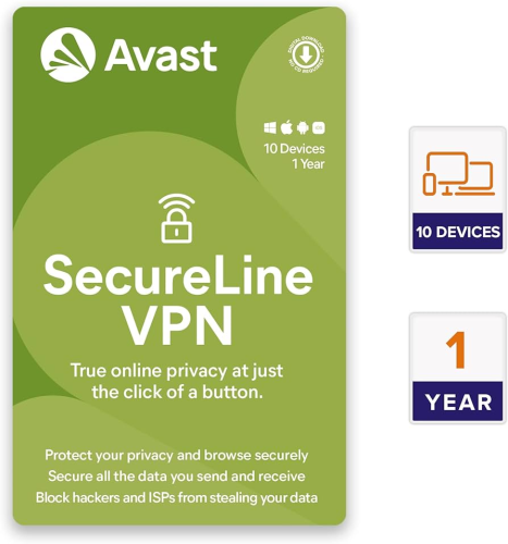 كود رقمي | Avast SecureLine VPN (10 أجهزة / 1 سنة)