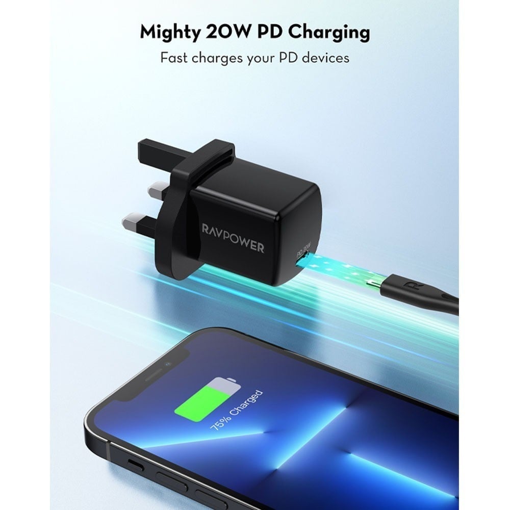 Ravpower wall plug, fast charging, 20W PD