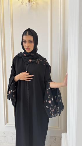 Rose embroidery abaya