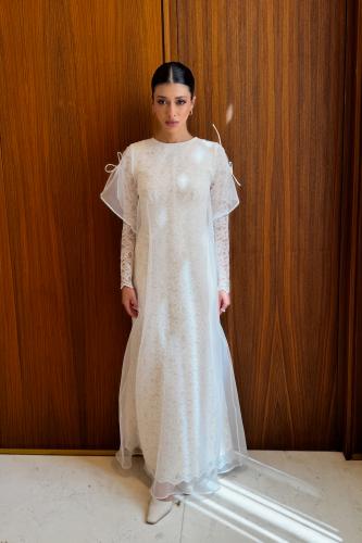 white organza guipure dress