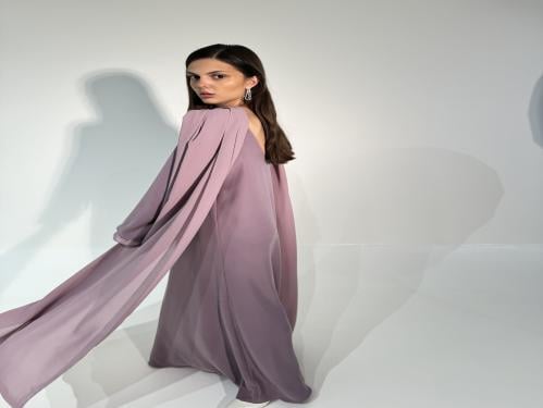 Mauve chiffon shawl dress
