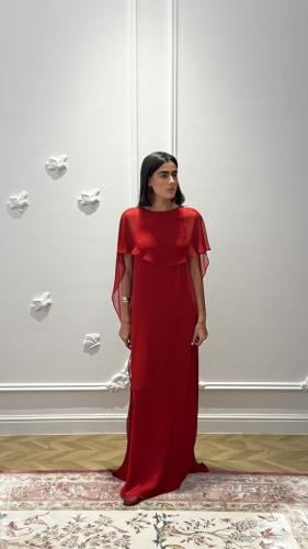 red chiffon shawl