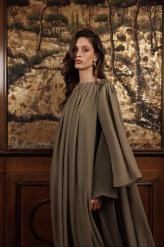 Olive chiffon dress