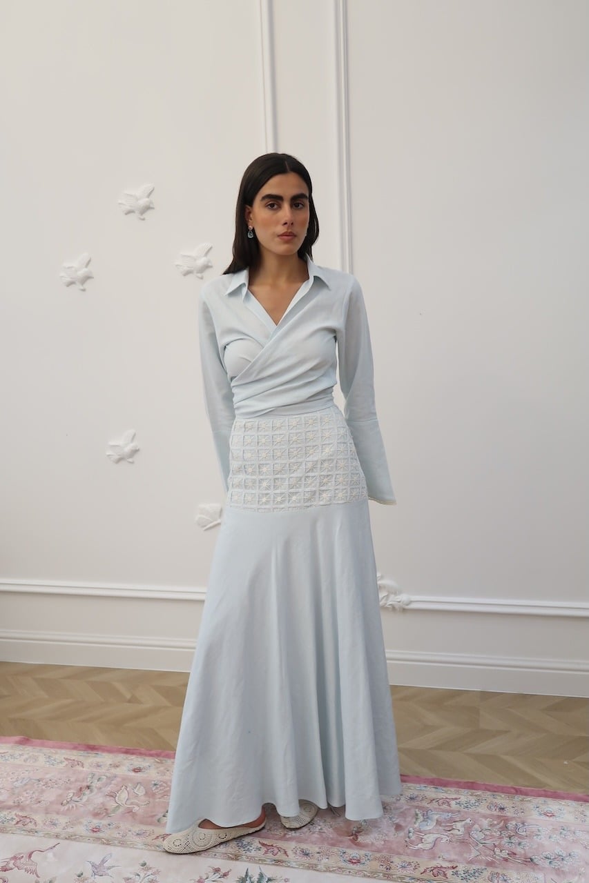 Sky blue skirt set