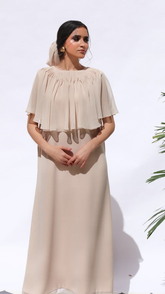 Beige Chiffon Dress